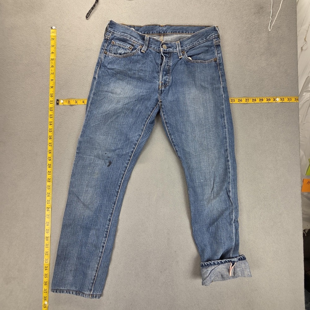 Levis 501 Jeans Womens Blue Selvedge‎ Regular Straight Medium Wash Fits 30x28